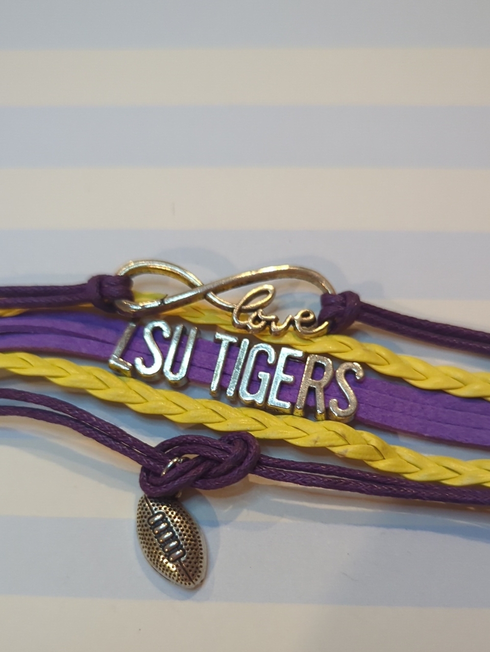 Purple And Gold LSU TIGERS braided Bracelet